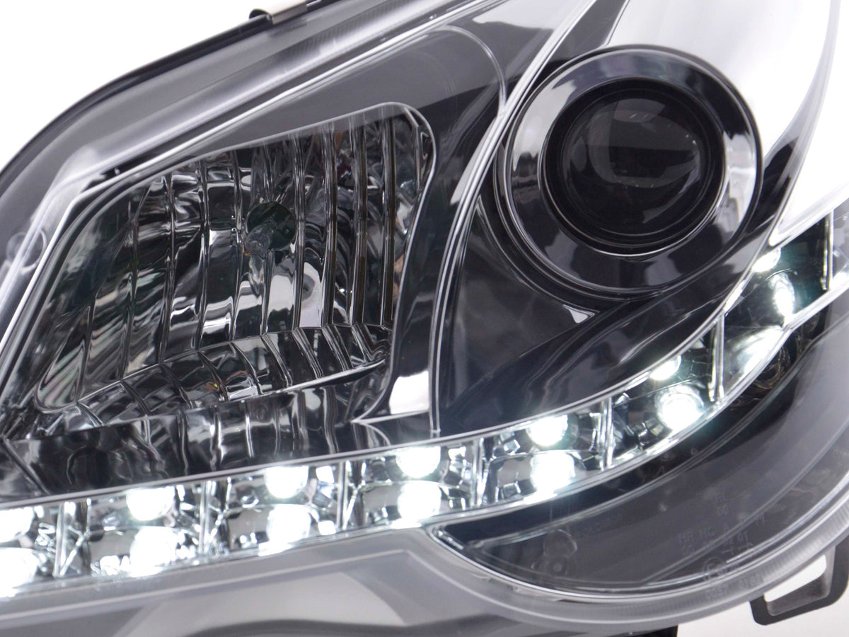 Scheinwerfer Set Daylight LED Tagfahrlicht VW Polo 4 9N3 chrom Scheinwerfer Set Daylight LED Tagfahrlicht VW Polo 4 9N3 chrom
